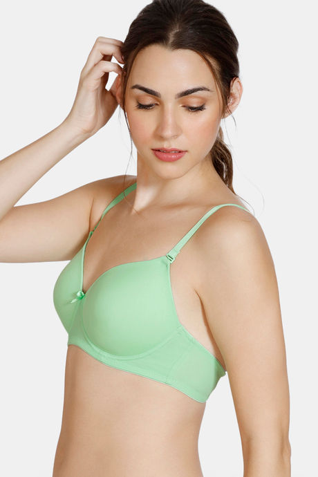 Zivame Padded Non Wired 3/4Th Coverage T-Shirt Bra - Green Ash — image 5